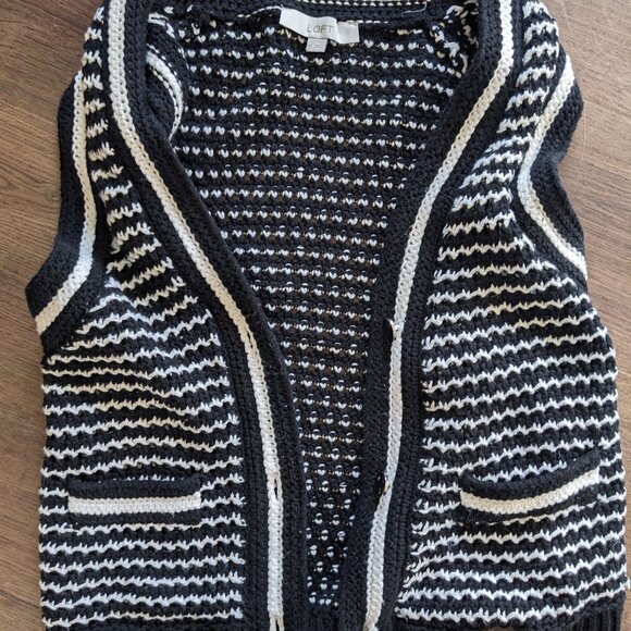 Striped V-Neck Pocket Sweater Vest - Picture 1 of 4
